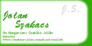 jolan szakacs business card